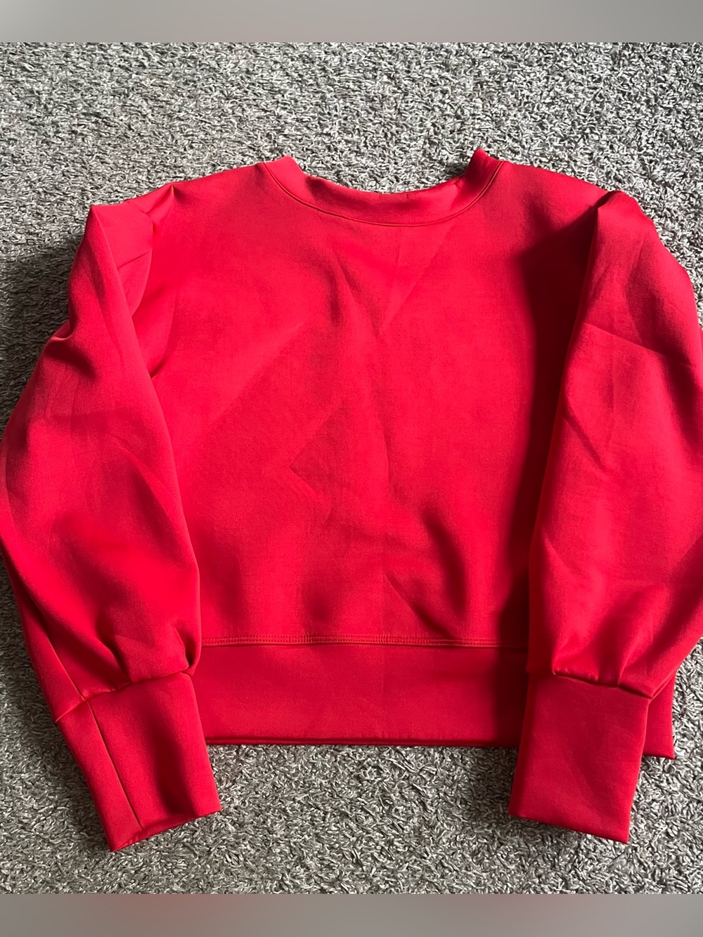 Red Albion Puff Sleeve Neo Crewneck Pullover Sweatshirt Athletic Athleisure